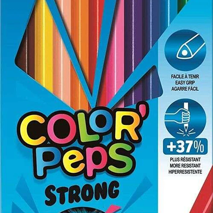 Maped Color´Peps Strong Pack de 12 Lapices Triangulares de Colores - Sin Madera - Mina 3,2mm - Punta Ultra Resistente - Colores Surtidos 1