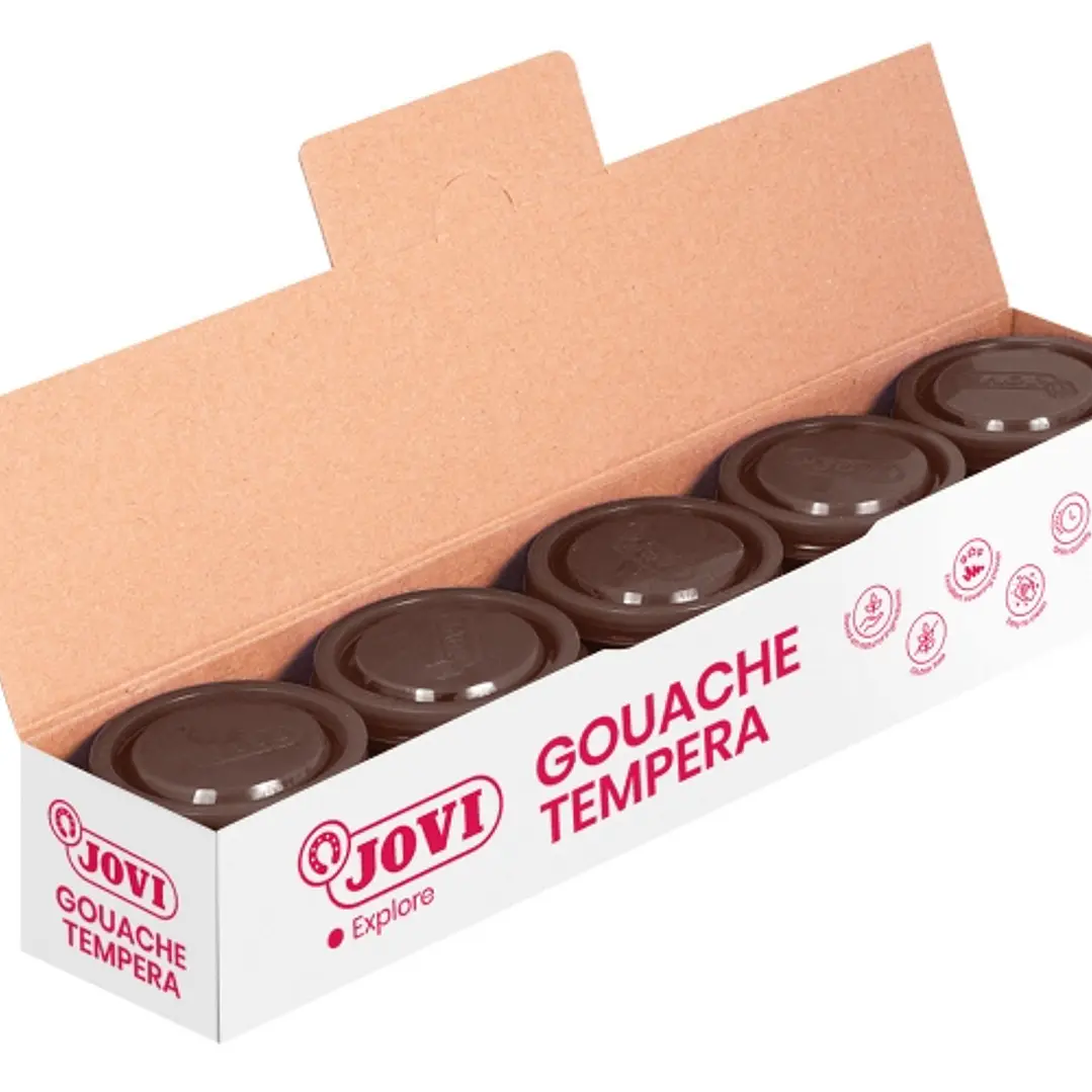 Jovi Bote de Tempera Escolar 35ml - Aplicacion en Multiples Superficies - Uso con Pincel, Rodillo o Espatula - Colores Mezclables - Color Marron 1