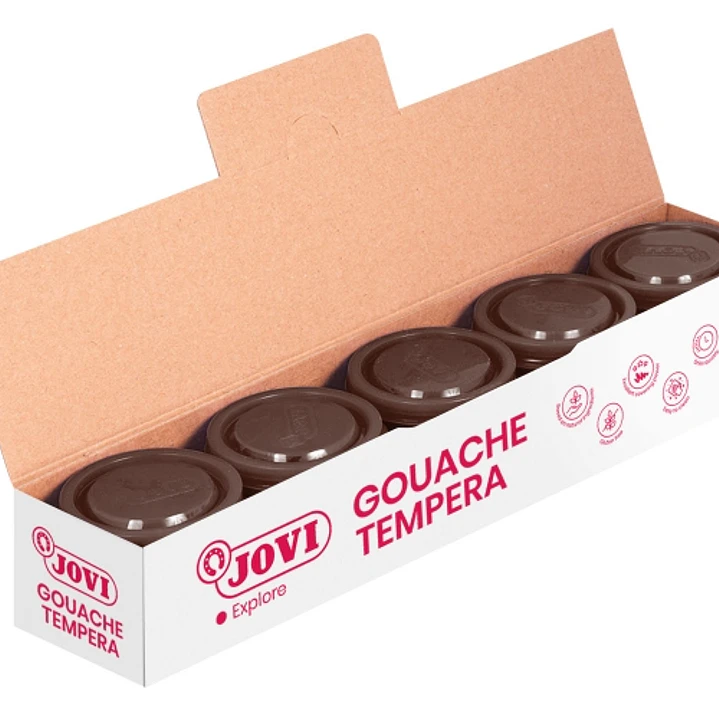 Jovi Bote de Tempera Escolar 35ml - Aplicacion en Multiples Superficies - Uso con Pincel, Rodillo o Espatula - Colores Mezclables - Color Marron 1
