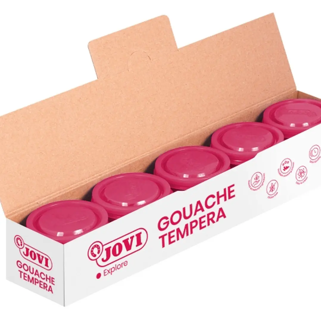 Jovi Bote de Tempera Escolar 35ml - Aplicacion en Multiples Superficies - Uso con Pincel, Rodillo o Espatula - Colores Mezclables - Color Magenta 1