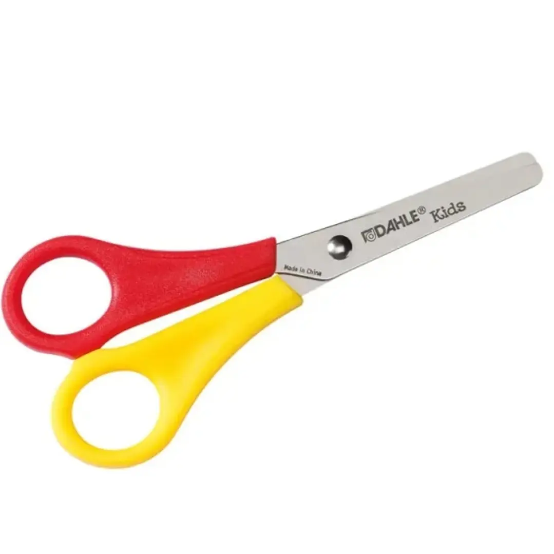 Dahle 54626 Kids Tijeras Infantiles para Zurdos 13cm - Puntas Redondeadas - Acero Inoxidable - Color Rojo/Amarillo 1