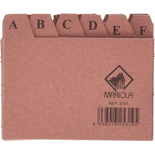 Mariola Indice A-Z Nº1 para Fichero - Medidas 95x65mm - Color Marron