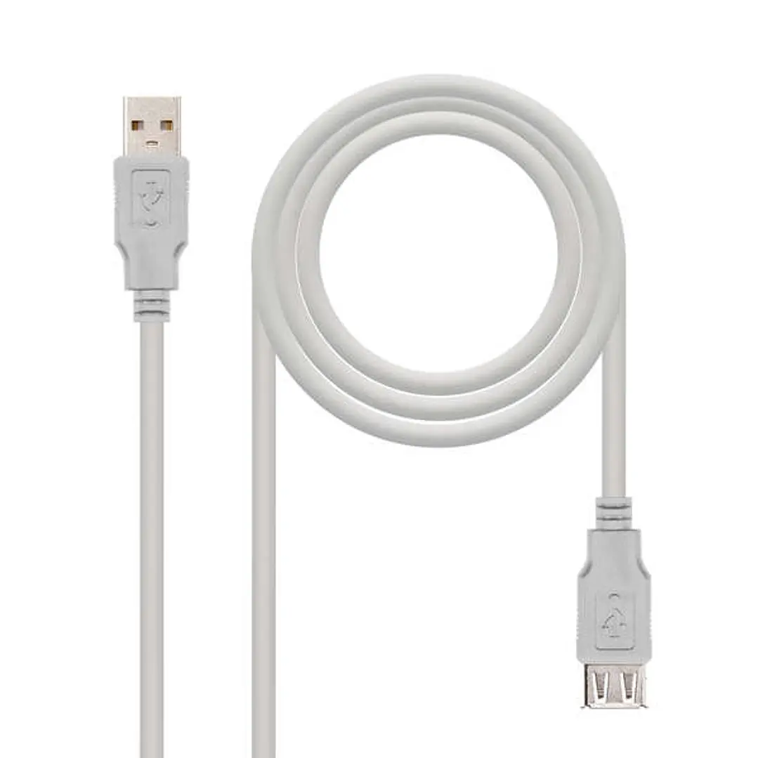 Nanocable Cable Prolongador USB-A 2.0 Macho a USB-A Hembra 1.80m 1