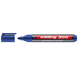 Edding 300 Rotulador Permanente - Punta Redonda - Trazo entre 1.5 y 3 mm. - Tinta Casi Inodora - Capuchon con Clip - Secado Rapido - Color Azul