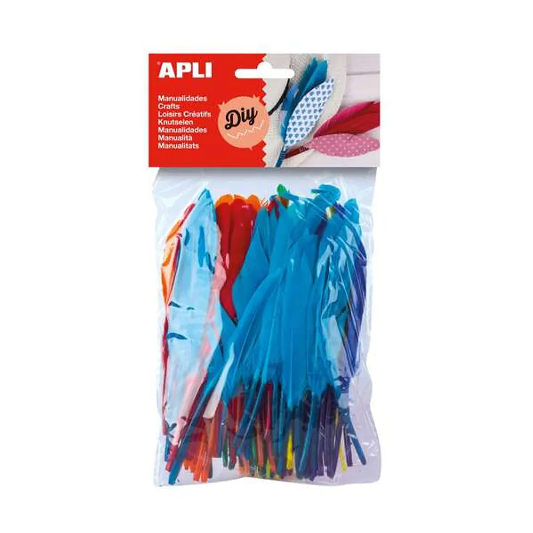 Apli Pack de 100 Plumas de Indio - Medidas entre 9 cm y 14 cm - Colores Surtidos 1