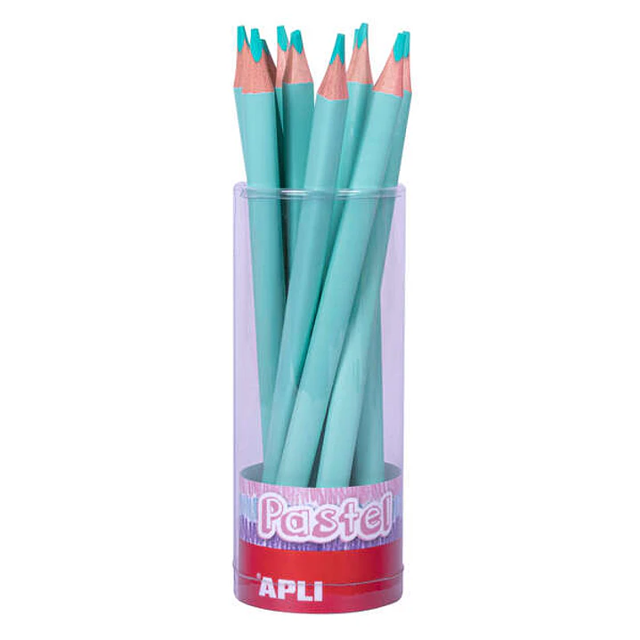 Apli Lapices Jumbo Pastel Turquesa - Mina de 5mm - Forma Triangular para Niños - 10mm de Diametro - Pack de 18 Unidades 1