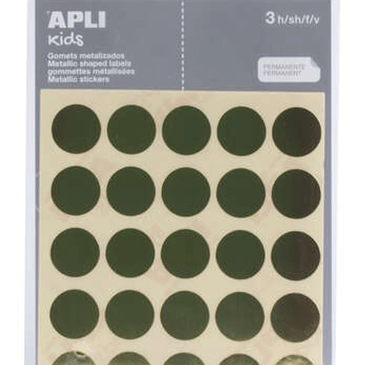 Apli Pack de 90 Gomets Redondos Ø 20mm - Adhesivo Permanente - Ideal para Escuelas Infantiles y Colegios - Color Oro 1