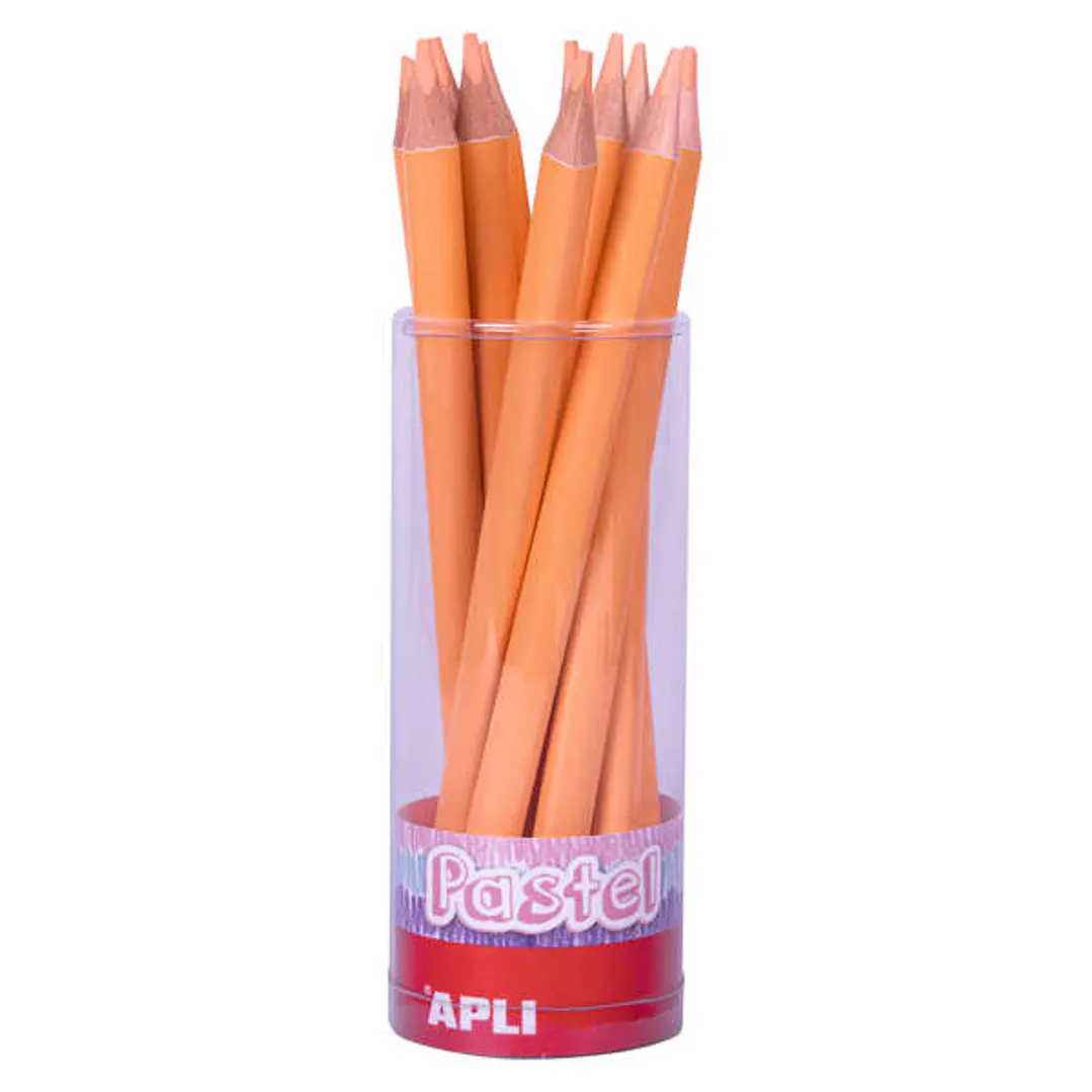 Apli Lapices Jumbo Pastel Salmon - Mina 5mm - Forma Triangular Ergonomica - Diametro 10mm, Largo 170mm - Pack 18 Unidades - Ideal para Expositor Jumbo 1