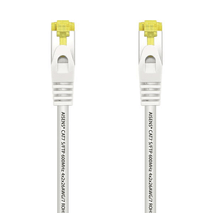 Aisens Cable de Red Latiguillo RJ45 LSZH Cat.7 600 MHz S/FTP PIMF AWG26 - 1.0M - Color Blanco
