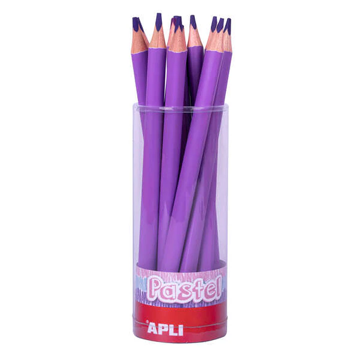 Apli Lapices Jumbo Pastel Lila - Mina 5mm - Forma Triangular para Niños - 10mm Diametro - 170mm Largo - Pack 18 Unidades - Expositor Jumbo Pastel 1