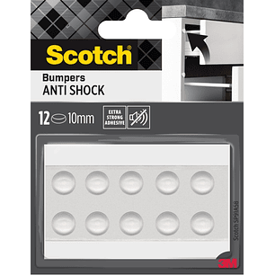 Scotch Topes Adhesivos para Muebles - Antichoque - Diametro de 10mm - Paquete de 12 - Color Transparente