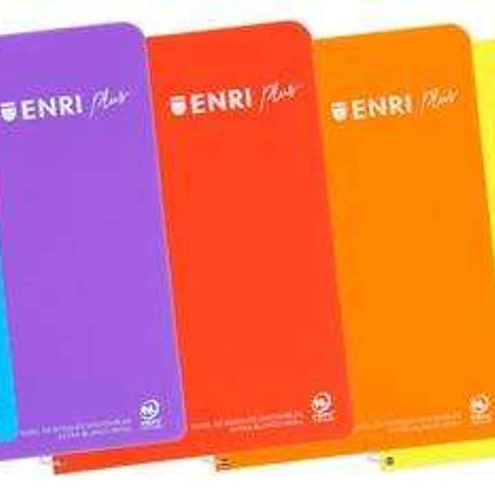 Enri Plus Cuaderno Espiral Formato Cuarto Pautado 3.5 con Margen - 80 Hojas 90gr - Cubierta de Plastico - Colores Surtidos 1