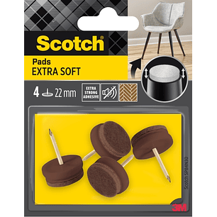 Scotch Pack de 4 Almohadillas de Fieltro con Clavo - Extrasuaves - Diametro de 22mm - Color Marron - SP84N30