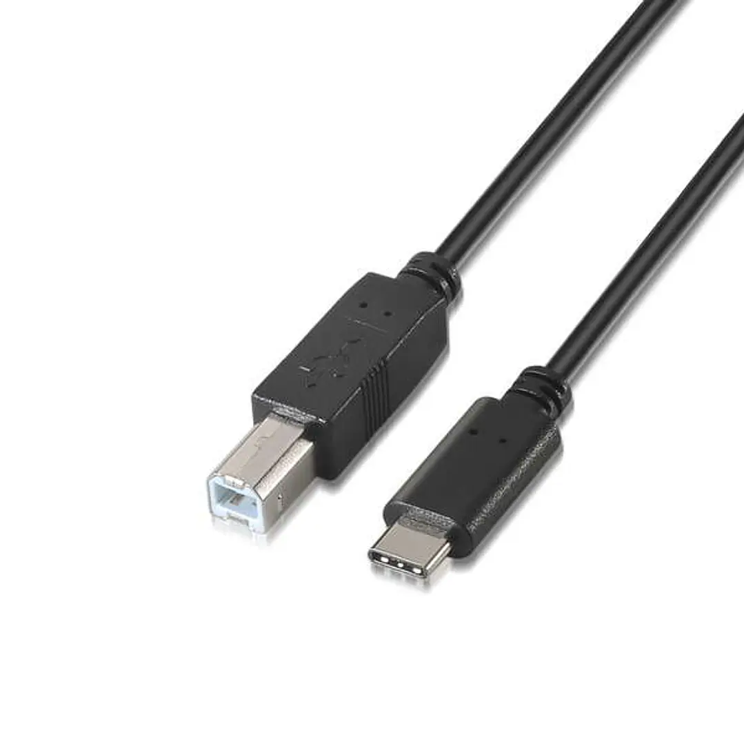 Aisens Cable USB 2.0 Impresora 3A - Tipo USB-C Macho a B Macho - 1.0m - Color Negro 1