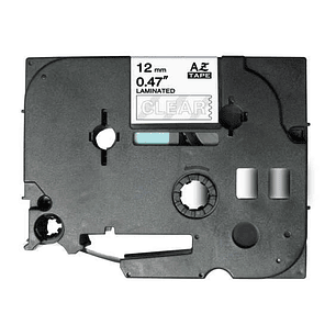 Brother TZe135 Cinta Laminada Generica de Etiquetas - Texto blanco sobre fondo transparente - Ancho 12mm x 8 metros