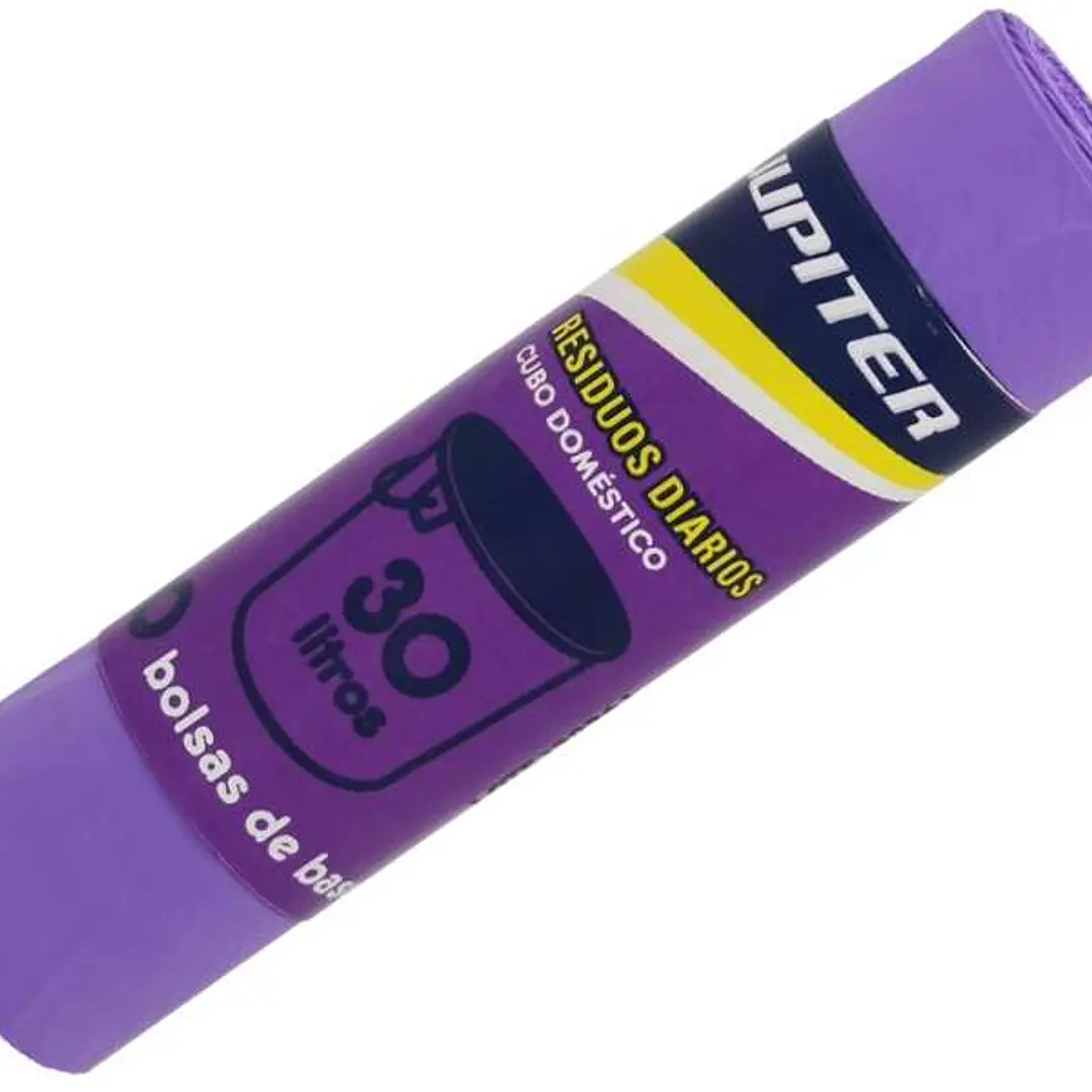 Jupiter Rollo de 10 Bolsas de Basura de 30L - Primera Calidad - Color Morado 1