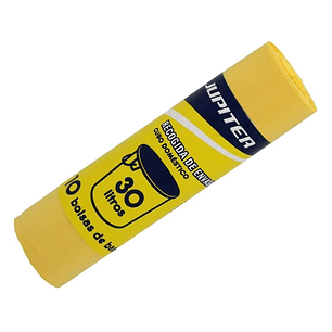 Jupiter Rollo de 10 Bolsas de Basura de 30L - Primera Calidad - Color Amarillo