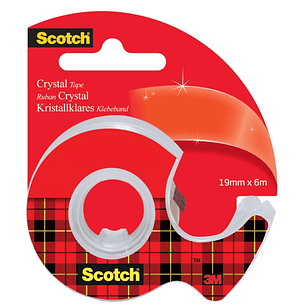 Scotch Crystal Cinta Adhesiva - Incluye Dispensador 19mm x 6m - Color Transparente