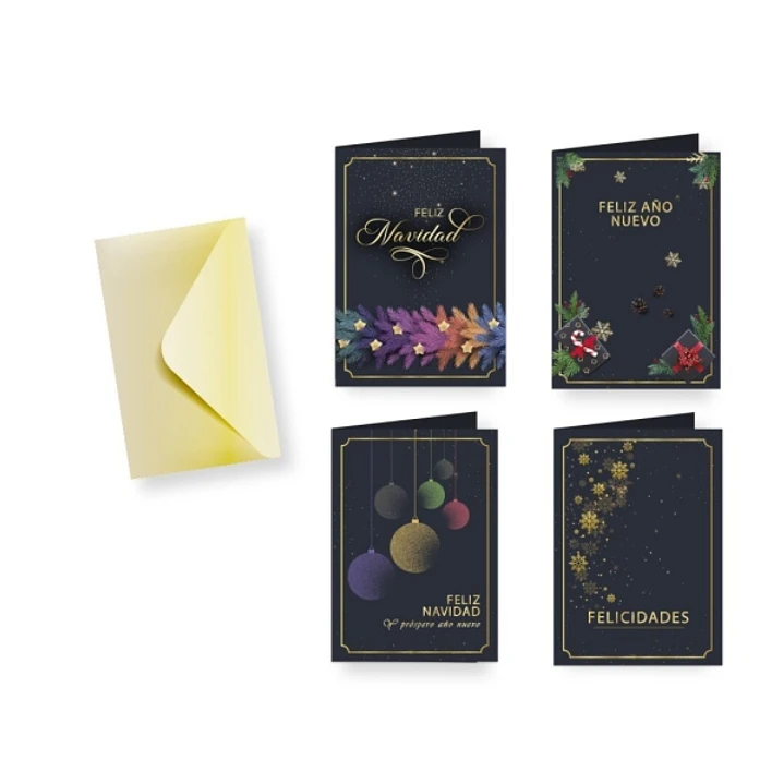 Bismark Tarjeta de Felicitacion Navideña Foil Green con Sobre - 4 Diseños Diferentes 1