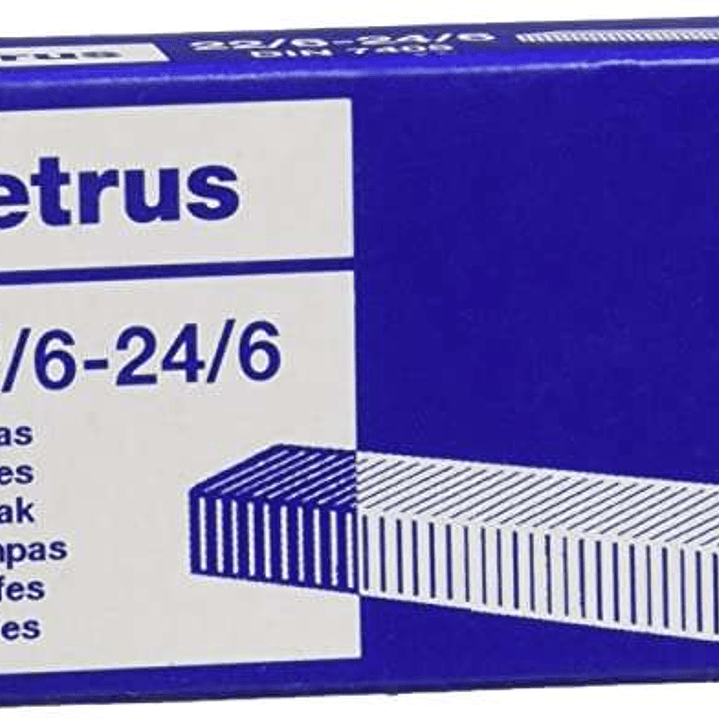 Petrus Grapas 22/6 Galvanizadas - Hasta 30 Hojas - Caja de 1000 Grapas - Patilla de 6mm 1