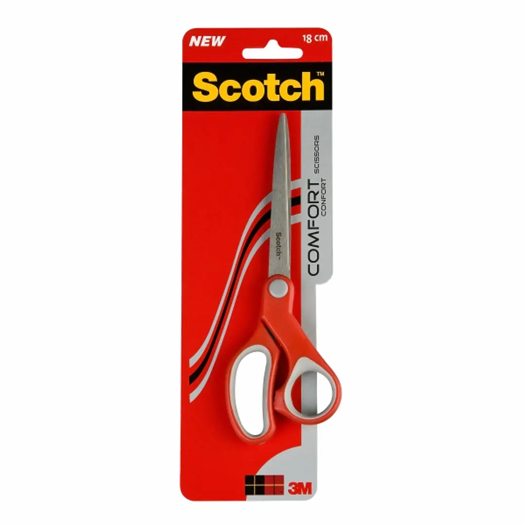 Scotch Comfort Tijeras Ergonomicas 18cm - Acero Inoxidable - Diseño que Reduce la Fatiga - Color Rojo 1