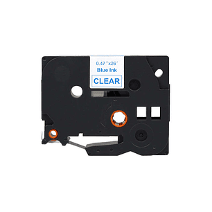 Brother TZe133 Cinta Laminada Generica de Etiquetas - Texto azul sobre fondo transparente - Ancho 12mm x 8 metros