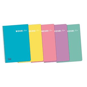 Enri Plus 4º Cuaderno Espiral 4x4 - Tapa de Plastico - 80 Hojas 90gr - Colores Surtidos