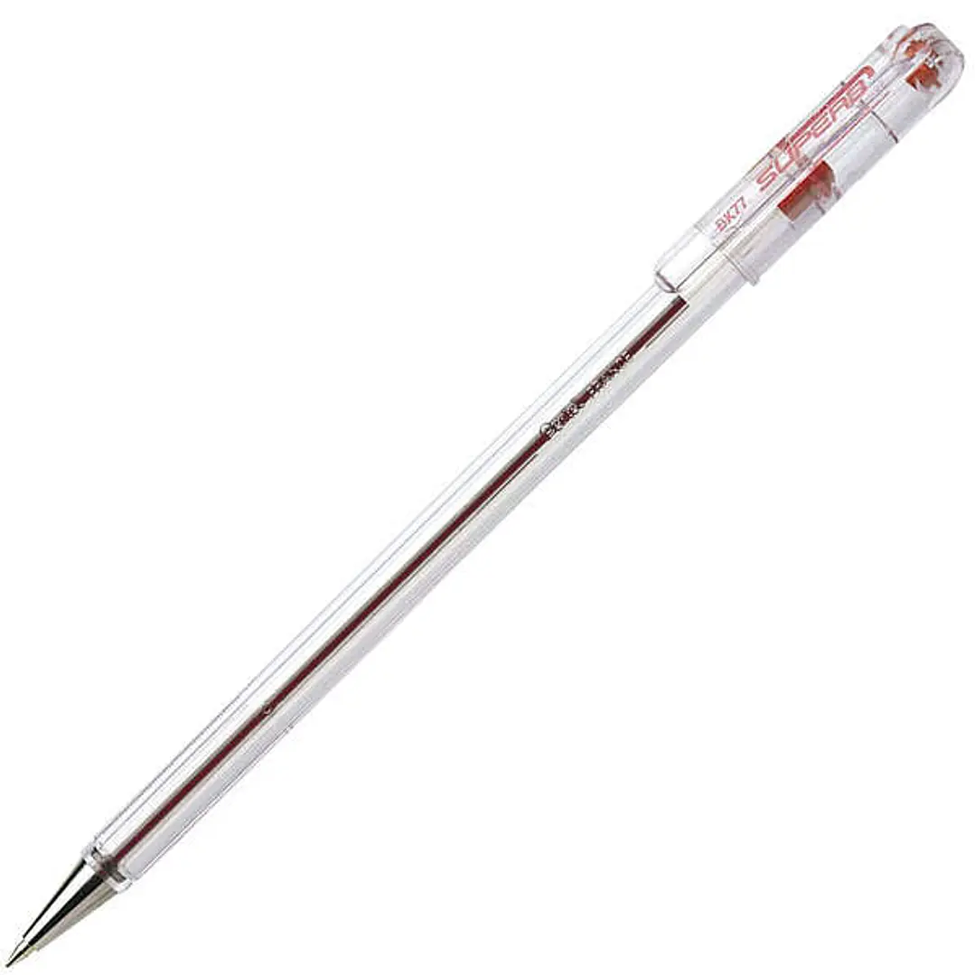 Pentel SuperB Boligrafo de Bola - Punta Fina 0.7mm - Trazo 0.35mm - Tinta con Base de Aceite - Color Rojo 1