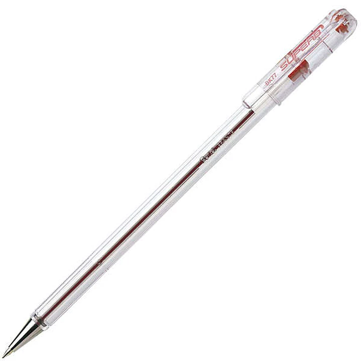 Pentel SuperB Boligrafo de Bola - Punta Fina 0.7mm - Trazo 0.35mm - Tinta con Base de Aceite - Color Rojo 1
