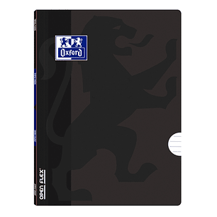 Oxford School Openflex A5 Libreta Grapada - Tapa de Plastico Resistente - 1 Linea con 2 Margenes - 48 Hojas de Papel de Alta Calidad - Color Negro