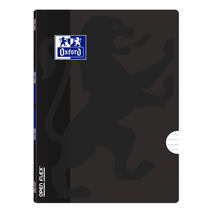 Oxford School Openflex A5 Libreta Grapada - Tapa de Plastico Resistente - 1 Linea con 2 Margenes - 48 Hojas de Papel de Alta Calidad - Color Negro 1