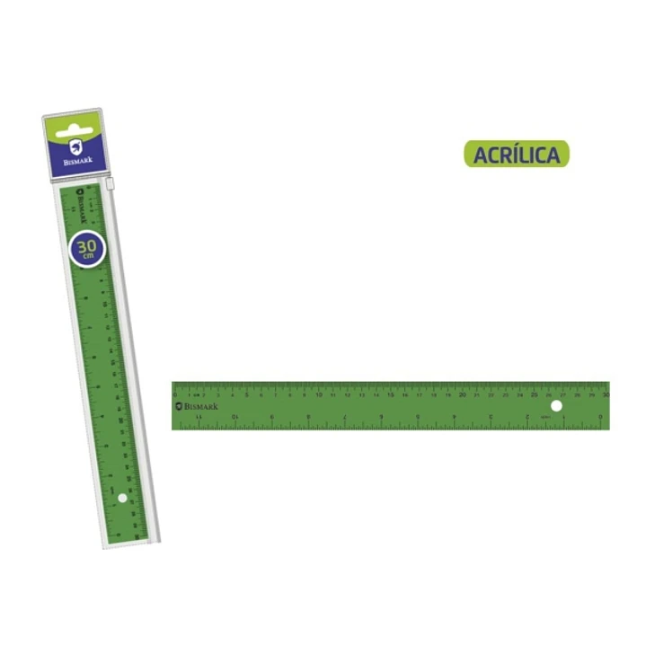 Bismark Regla Acrilica 30cm - Alta Calidad - Funda con Cierre - Color Verde 1