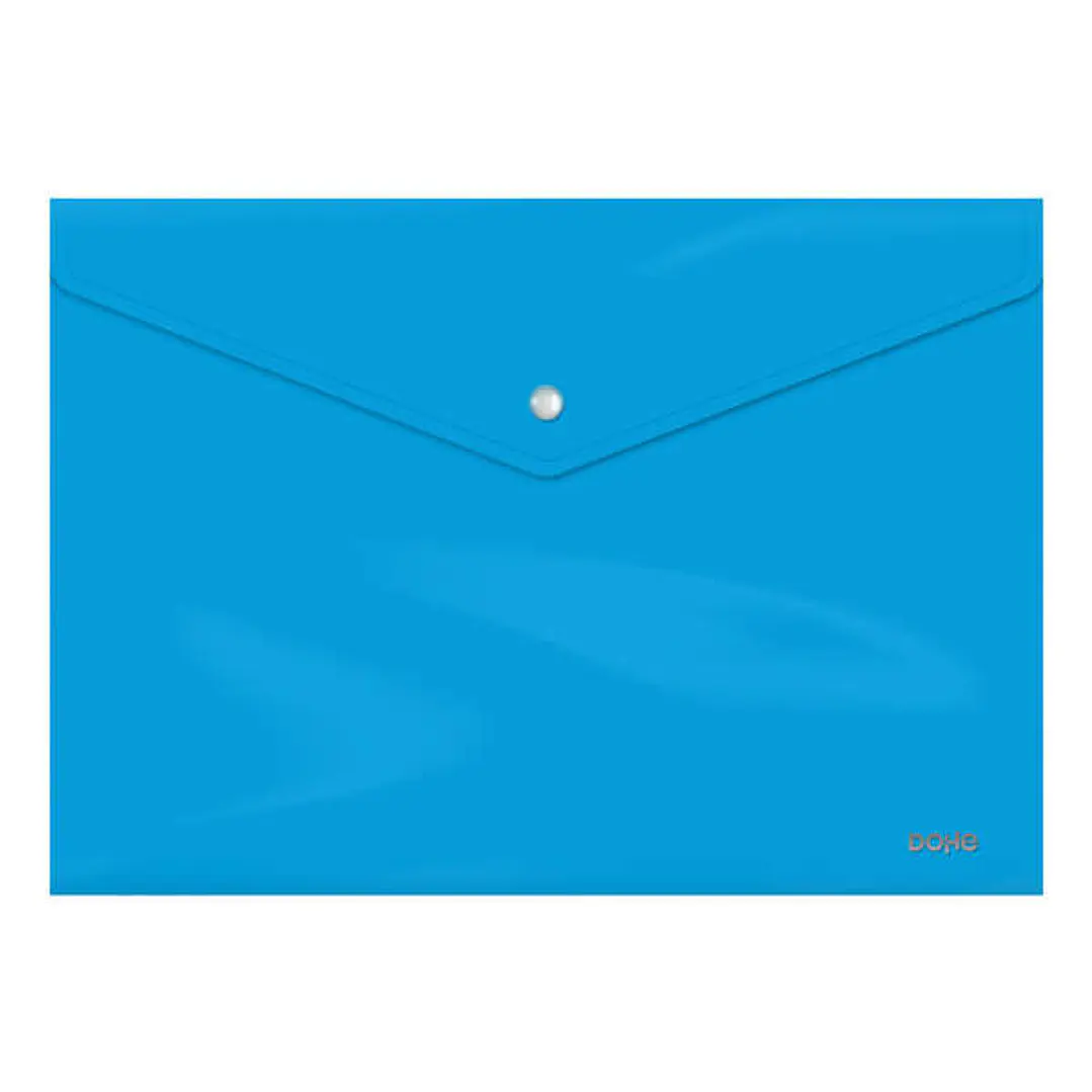 Dohe Sobre Portadocumentos Folio - Cierre de Broche - Polipropileno Cristal Opaco 200 Micras - Color Azul 1