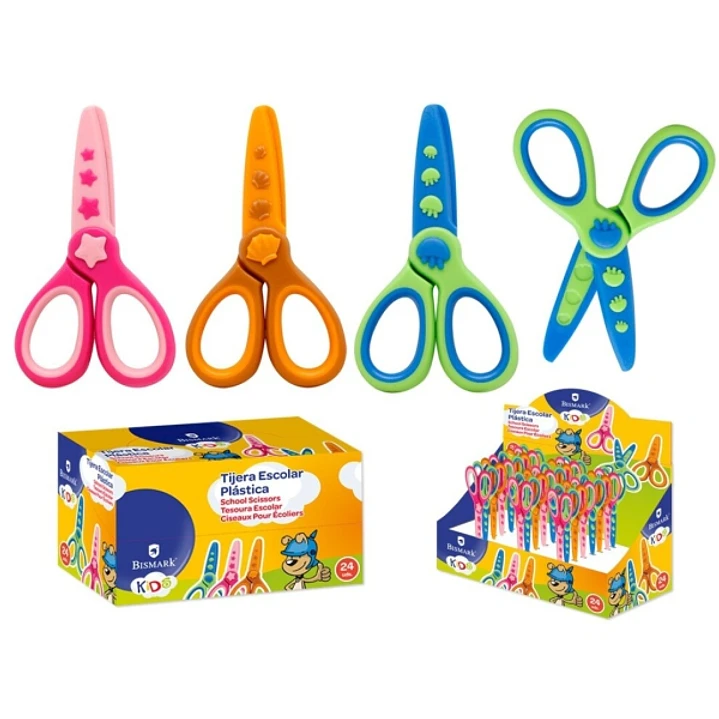 Bismark Kids Plastica Tijera Escolar de Plastico - Decoradas con Motivos del Mar - Punta Roma - 3 Diseños Surtidos 1