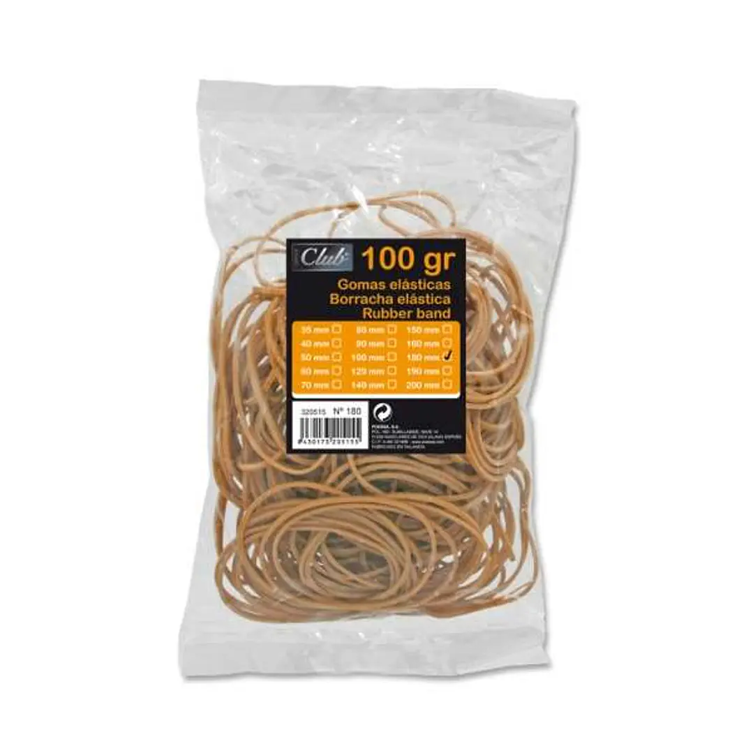 Ingraf Bolsa de 100gr de Gomas Elasticas 180mm - Alta Calidad - 70% Caucho - Gran Resistencia y Elasticidad - Color Marron 1