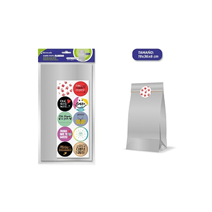 Bismark Pack de 10 Sobres Papel Kraft 50grs con 10 Pegatinas para Cierre - Medidas 19x36x6cm - Ideal para Regalos - Color Plata