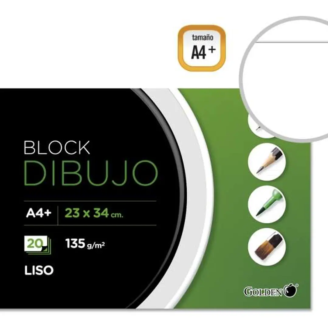 Golden Cuaderno de Dibujo A4+ con 20 Hojas Lisas - Papel de 135gr 1