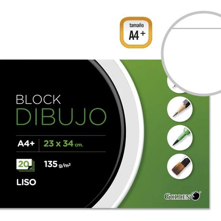 Golden Cuaderno de Dibujo A4+ con 20 Hojas Lisas - Papel de 135gr 1
