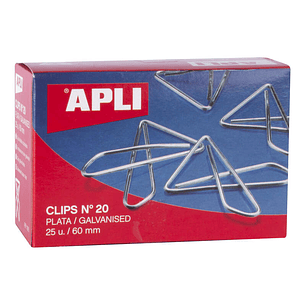 Apli Clips Mariposa Alambre Nº 20 (60mm) Acabado Galvanizado/Plata - Brilloso - 25 Unidades por Caja
