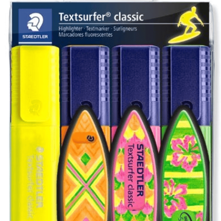 Staedtler Textsurfer Classic 364 Pack de 4 Marcadores Fluorescentes - Secado Rapido - Trazo 1 - 5mm Aprox - Colores Surtidos 1