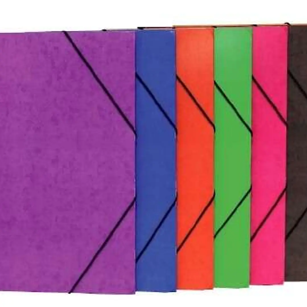 Mariola Carpeta de Carton Simil Prespan con Etiqueta en Lomo Folio 500gr/m2 - Medidas 34x25cm - Cierre con Goma Elastica - Colores Surtidos 1