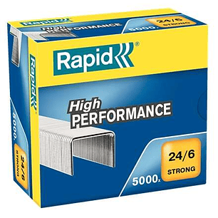 Rapid Strong Caja de 5000 Grapas 24/6 - Hasta 30 Hojas - Alambre Reforzado Galvanizado - Patilla de 6mm
