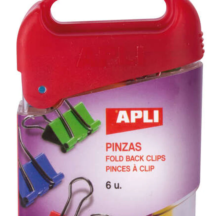 Apli Pack de 6 Pinzas Abatibles 19mm - Acero Templado - Asas Niqueladas - Sujecion hasta 50 Hojas - Colores Surtidos 1
