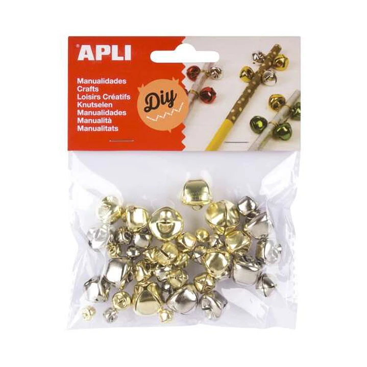 Apli Pack con 40 Cascables - Tamaños Surtidos Ø 8 mm, Ø 10mm, Ø 12mm, Ø 15mm y Ø 18mm - Colores Oro y Plata 1
