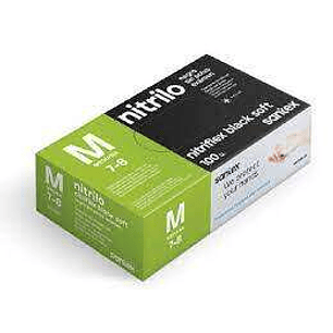 Santex Nitriflex Black Soft Pack de 100 Guantes de Nitrilo para Examen Talla M - 3.5 gramos - Sin Polvo - Libre de Latex - No Esteriles - Color Negro