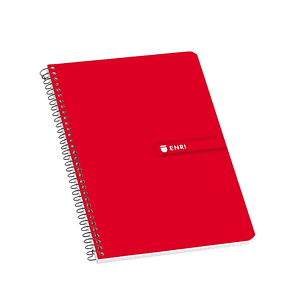 Enri Fº Tapa Dura Cuaderno Espiral 4x4 con Margen 100 Hojas Rojo - Resistente Tapa Dura - Cuadriculado 4x4 con Margen - 100 Hojas de Alta Calidad - Co