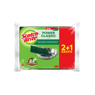 Scotch-Brite Classic Pack de 3 Estropajos de Cocina XL - Promocion 2 + 1 Gratis - Color Verde Oscuro