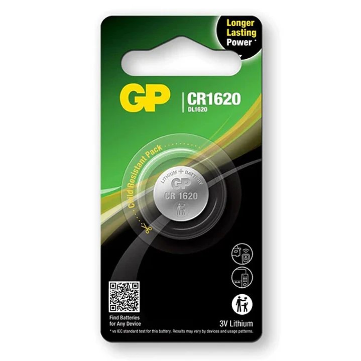 GP Lithium CR1620 Pack de 1 Pila 3V 1