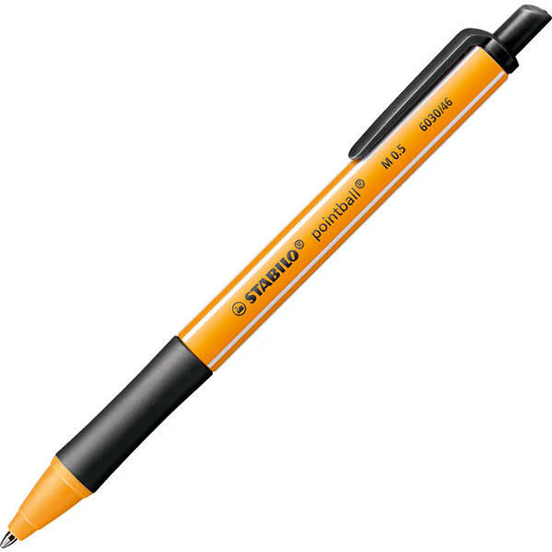 Stabilo Pointball Boligrafo Retractil - Punta de 1mm - Tinta con Base de Aceite - Recargable - 79% Plastico Reciclado - Grip Antideslizante - Color Ne 1