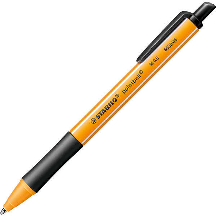 Stabilo Pointball Boligrafo Retractil - Punta de 1mm - Tinta con Base de Aceite - Recargable - 79% Plastico Reciclado - Grip Antideslizante - Color Ne 1